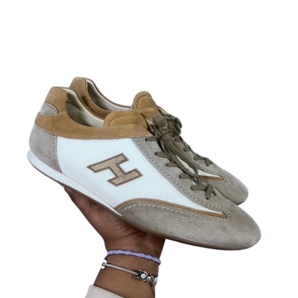 Hogan Men's Casual Sneakers White Suede Leather Lace Up "H" Logo Size 10
